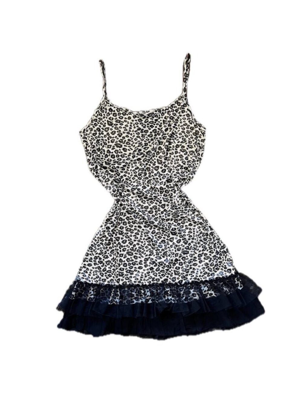 Y2K Leopard Print Satin Mini Dress with Mesh Ruffle Hem